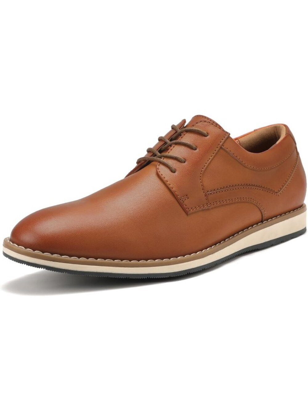 Mofri Men's Brown PU Elastic Rubber Sole Lace Up Lightweight & Comfort Sneakers